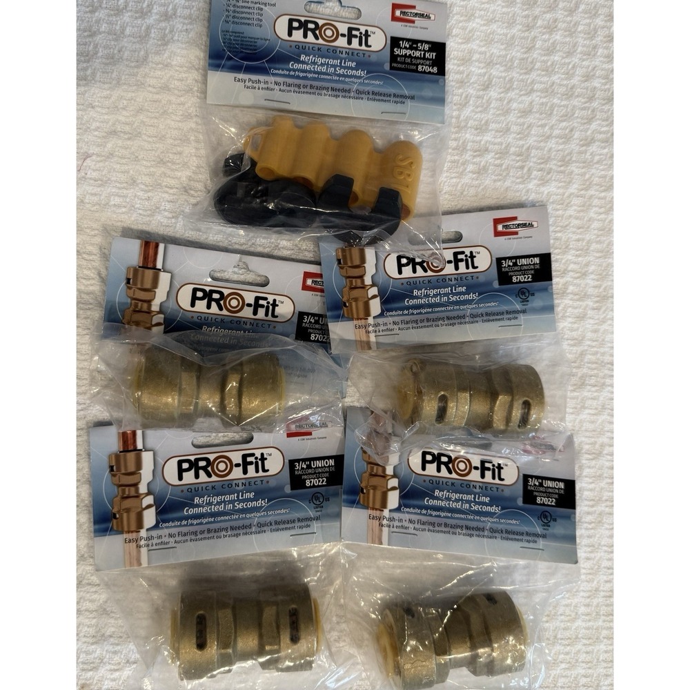 PRO-Fit 3/4" Quick Connect Union( Fittings for AC Line) 4X NEW+ Support Kit